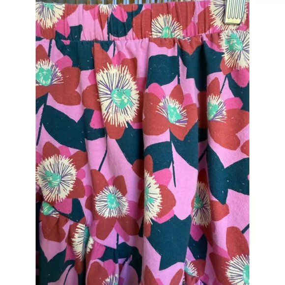 Tea Collection Girls Skirt Size 10 Floral Print Ruffle Hem Pink Red Cute - Picture 3 of 5